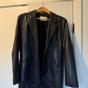 OAK + FORT Vegan Black Leather Blazer jacket